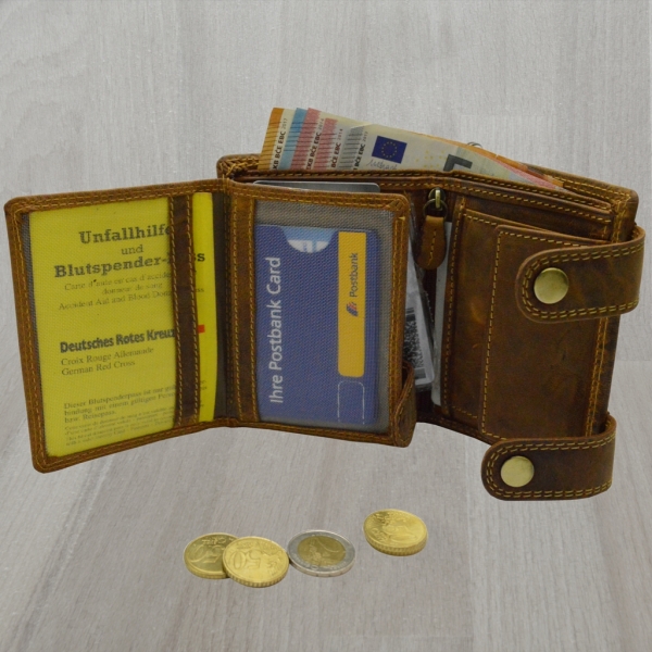 Wild Leder Portemonnaie mit Totenkopf und Hosenkette mit RFID Schutz